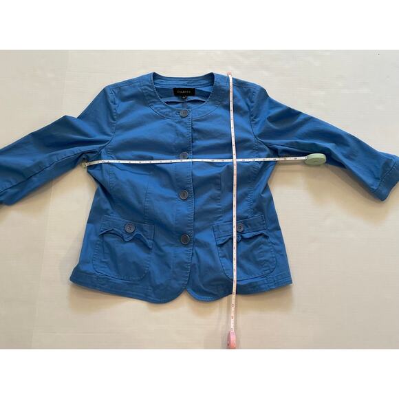Talbots Lightweight Cotton Canvas Blue 3/4 Sleeve Button Jacket, Pockets, 10 - Picture 8 of 10